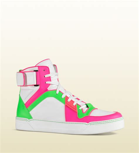 gucci neon leather sneakers|Gucci men sneakers white.